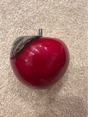 (4)Astra Hand Blown and Hand Cut Red Glass Apple Decorative Figurine